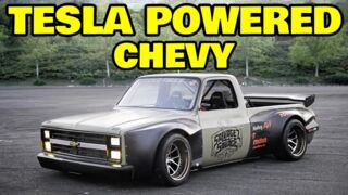 Driving the tesla powered AWD Chevy Squarebody pickup truck!