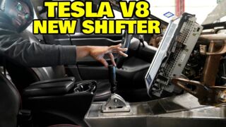 Giving our V8 Tesla a race car sequential shifter, with FAMILY