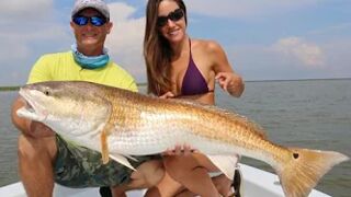 BIG BULL RED caught inshore fishing in Louisiana!!