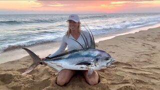Surf Fishing for ROOSTERfish in Cabo MEXICO - Day 1