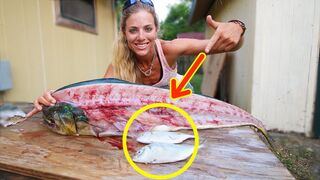 How To Fillet a Mahi Mahi & see what I found in the belly!