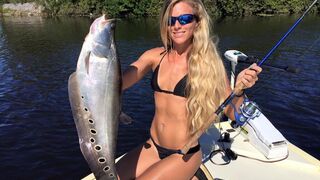 Girl Fishing for Exotic Clown Knife Fish in Florida, Freshwater Bucket List Catch!
