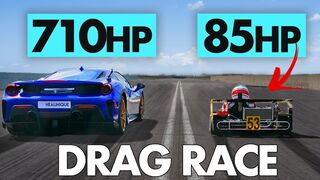 SUPERKART vs Ferrari 488 Pista | DRAG RACE