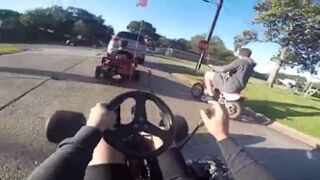 Drove the Go Kart and Drift Trike to School