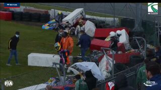 Massive crash 2021 FIA KARTING EUROPEAN CHAMP round 1 Genk