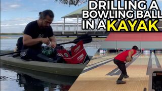 Drilling a bowling ball while FISHING from a KAYAK