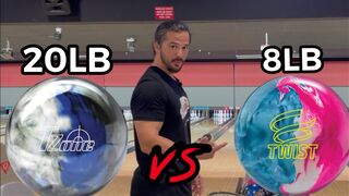 20LB bowling ball VS 8LB bowling ball (INSANE SCORES)