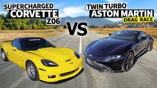 Supercharged Corvette Z06 Drag Races Aston Martin Vantage // THIS vs THAT