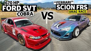 670hp Ford Cobra Mustang vs Ferrari-Swapped Scion Frankenstein! // THIS vs THAT