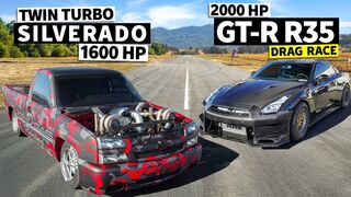 1600hp Twin Turbo Silverado vs 2000hp Carbon Fiber Nissan GT-R R35 // THIS vs THAT