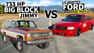 2JZ Powered Ford F-150 vs Zac’s 733hp 572ci Big Block K5 Jimmy // THIS vs THAT