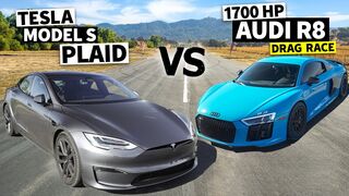 1700hp Twin Turbo V10 Audi R8 vs Tesla Model S Plaid // THIS vs PLAID