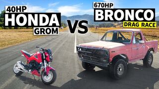 650hp big block Ford Bronco vs 40hp fully-built Honda Grom! // This VS That