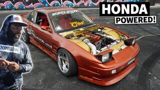 Hert’s “Simple” Honda K24 Swapped Nissan 240SX! Wall taps on wall taps at Tire Slayer Studios