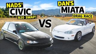 Honda Civic vs. Mazda Miata Epic Showdown: Danger Dan Races Nads’ B20 EG! // THIS vs THAT