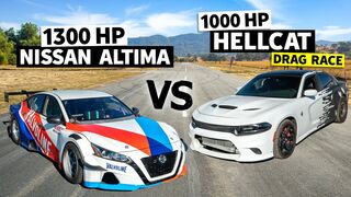 1,300hp Altima Drift Car Races a Twin Turbo, 1000hp Hellcat // THIS vs THAT