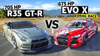 New School AWD Battle: Dustin Williams' 700hp GTR vs. 675hp Evo X // THIS vs THAT