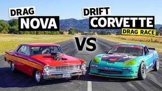 ’66 Big Block Nova vs. 950hp Corvette (Drift vs. Drag Battle) // This vs. That