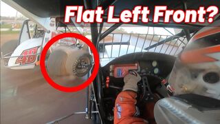 Tanner Holmes FLAT LEFT FRONT BATTLE FOR TRANSFER at Sharon Speedway! (Ohio Speedweek)