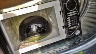 Motorcycle Helmet in a Microwave