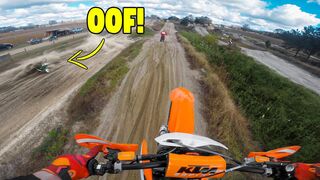 Dirt Bike Crash on Motocross Track