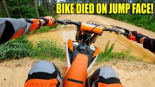 KTM125 Crashes Head First on Double Jump