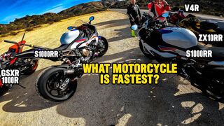 Racing Ducati V4R vs BMW S1000RR vs Kawasaki ZX10RR vs Suzuki GSXR1000R Full Speed