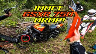 Crashed Out of NorCal ???? GSXR750 Flies Off Cliff!