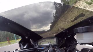 2 up on a cbr 1000 in the twisties