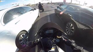 taking the cbr around town with a bmw S1000RR