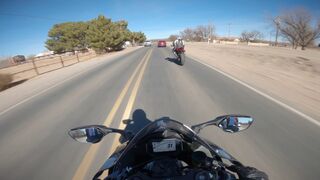 chill moto ride on Kawasaki ninja ZX10R tailing a Ducati V4S