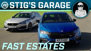 FAST ESTATE CARS: Skoda Octavia VRS vs Cupra Leon Estate 2.0 TSI VZ2 | Stig's Garage ft. Becky Evans