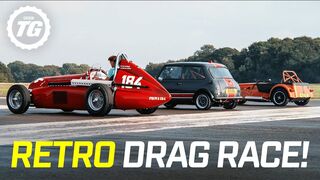 RETRO DRAG RACE: Caterham 170R vs Mini Oselli vs Tipo 184 | Top Gear