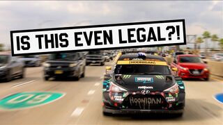 Race Car on the LA Streets!? Ken Block takes his Hyundai WRC Car out in Los Angeles