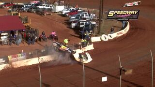 Floyd Self #3 Scary Crash @ Cherokee Speedway Jan  26, 2020