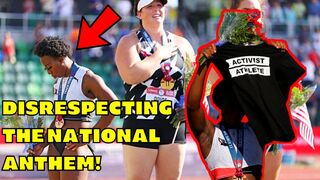 WOKE US Olympic Athlete Gwen Berry DISRESPECTS National Anthem Turns Her Back to the AMERICAN FLAG!