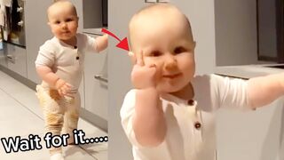 BABY GIVES MIDDLE FINGER TO DAD???????? | WIN FAIL FUN