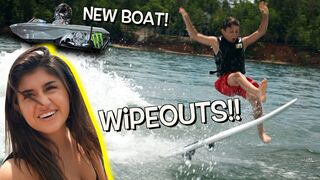 WE BOUGHT A NEW CUSTOM WAKE BOAT NAUTIQUE G23!! Huckson Wipes Out!