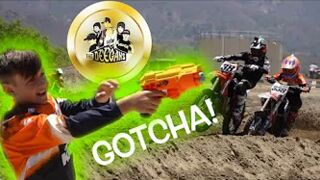 NERF GUNS and WATER BALLOON WAR at the Motocross Track!!!