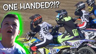 ONE HANDED MOTOCROSS STARTS?!? Huckson Deegan races Day In The Dirt!