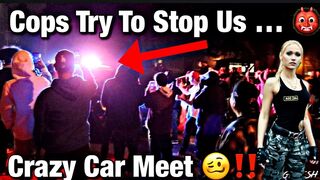 Police Officer Tries To Block Street Racers From Doing Donuts But Fails !!!  *Crowd Blocks*