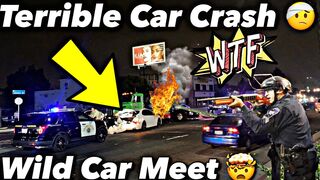 Huge California Car Meet Gone Wrong Three Cars Lose Control And (Crash) Police Task Force Shows Up