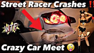 Mustang & Pontiac G8 Lose Control At Huge Carmeet & Crash Raw Footage (Multiple Crashes) !!