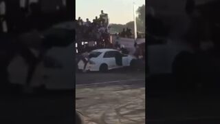 Guy Loses Control Of His Car While Doing Donuts And Goes Into *Crowd* #Shorts