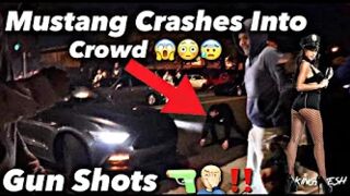 Huge Car Meet Gone Wrong Mustang Loses Control And (Crashes) All Hell Breaks Loose (Shots Fried)