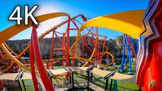 Wonder Woman Golden Lasso Coaster horizon leveled front seat on-ride 4K POV Six Flags Fiesta Texas