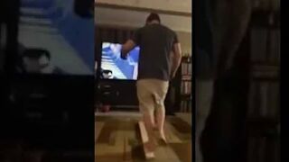 Dad Breaks TV Virtual Reality FAIL