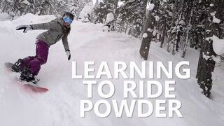 My Girlfriend Learning to Snowboard in Powder