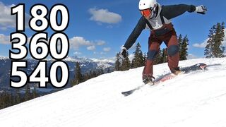 180 to 360 & 540 Progression (CAB) - Snowboard Tricks