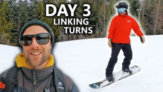 Teaching My Friend To Snowboard - Day 3 - Linking Turns